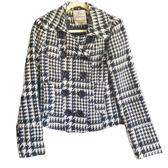 Urban Behavior Wool Blend Double Breasted Houndstooth Coat. Size Medium. - Picture 1 of 6